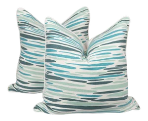 Sea Green Linen Island Pillow Covers, a Pair