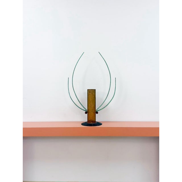 Bronze Vintage Sculpture Brutalist Rusted Steel Oxidized Bronze Horns Vase Art For Sale - Image 8 of 12