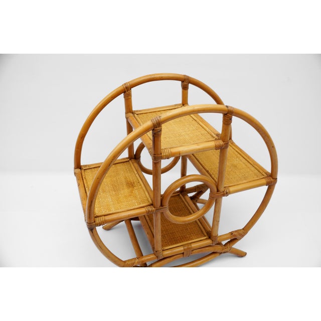 Round Rattan, Bamboo and Wicker Shelf, Italy, 1970s For Sale - Image 11 of 12