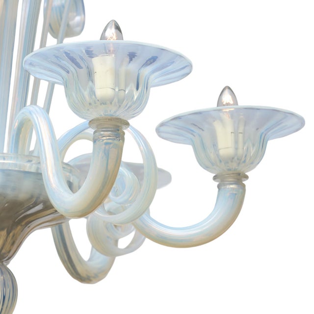 Classic Venetian Glass Chandelier, Iridescent, Murano, Italy For Sale In Austin - Image 6 of 9