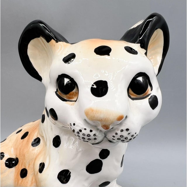 Vintage Shafford Japan Ceramic Leopard Cub Figurines — Hand-Painted Pair — Hollywood Regency / Whimsical For Sale - Image 10 of 10
