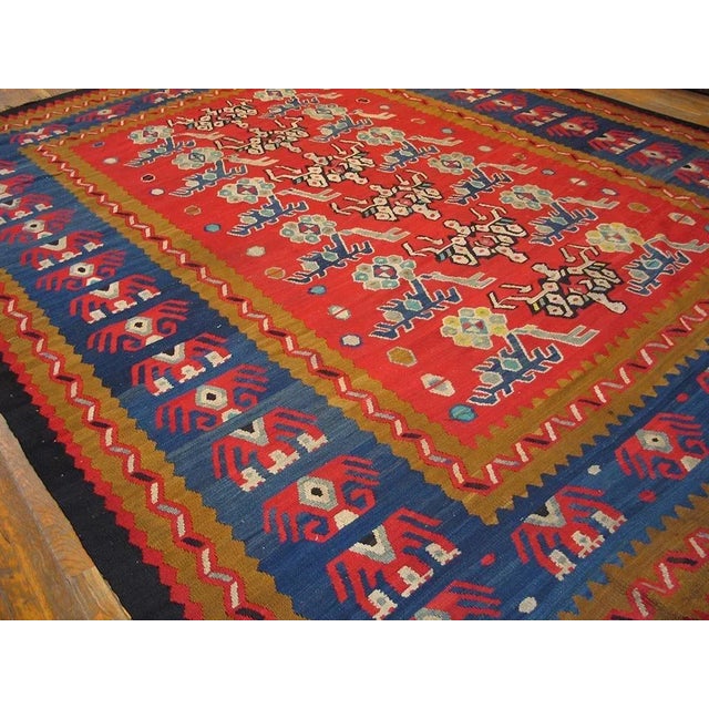 1900 - 1909 Early 20th Century Turkish Oushak Kilim ( 9'9" x 12'6" - 297 x 381 ) For Sale - Image 5 of 7