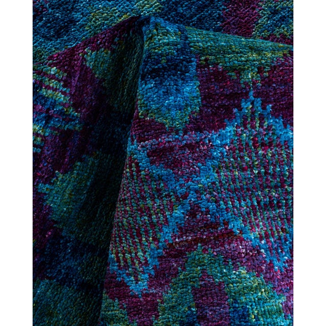 Textile Modern Hand-Knotted Area Rug - Blue, 4' 0" x 6' 1" For Sale - Image 7 of 8