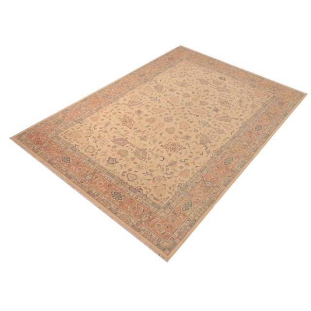 Art Nouveau Boho CHic Beige/Brown Wool Rug - 9'11'' X 13'9'' For Sale - Image 3 of 10