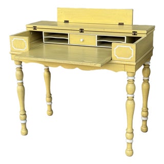 1950s Mid Century Ladies or Youths Spinet Secretary Desk W/ Flip-Top and Pull-Out Writing Table For Sale