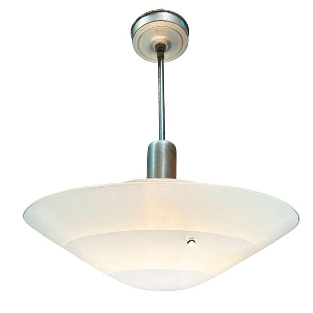 Metal Memphis Streamline Sky Blue Art Glass Chandelier Pendant Light by Three Zone For Sale - Image 7 of 11