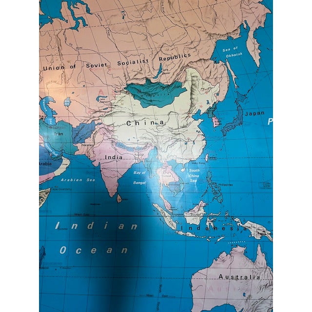 World Map Vintage School Pull-Down by Nystrom 1950s For Sale - Image 10 of 11