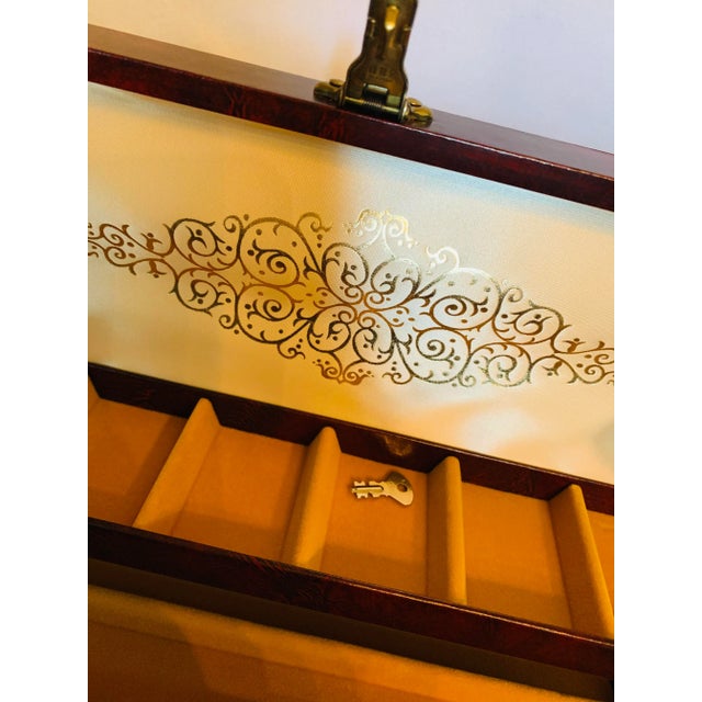 Traditional Vintage Mele Jewelry Chest With Original Key and Tag For Sale - Image 3 of 13