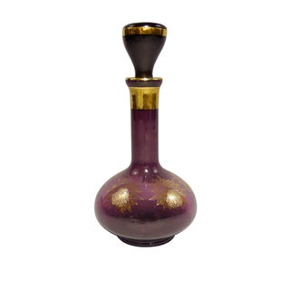 Vintage Gilded Purple Decanter For Sale