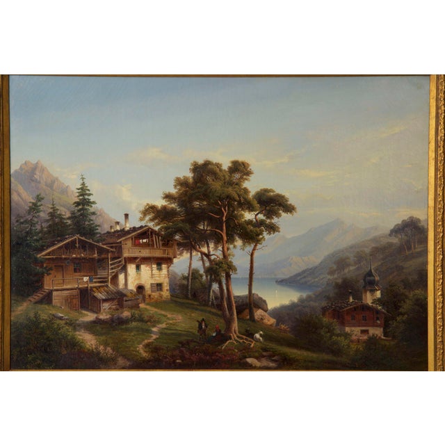 Circa 19th Century Antique German Landscape Painting by Hermann