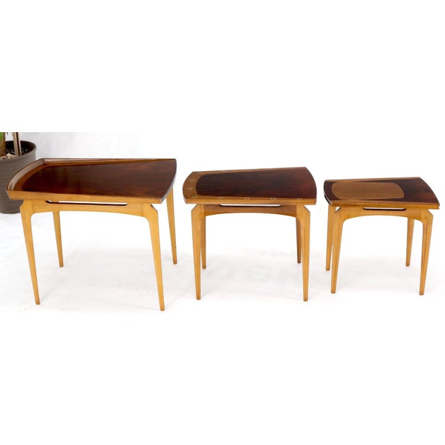 Rare Set of Three Nesting Table in Rosewood & Birch by Erno Fabry For Sale - Image 11 of 13