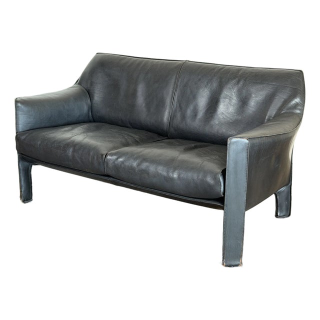 Vintage 1980’s Mario Bellini for Cassina Cab Leather Settee For Sale