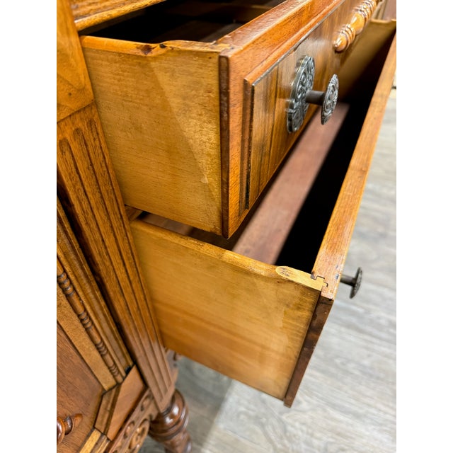 Vintage American Jacobean Tudor Revival Walnut Buffet Sideboard Server For Sale - Image 15 of 16