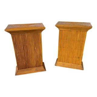 Pedestals in Rattan, 1960s, Set of 2 For Sale