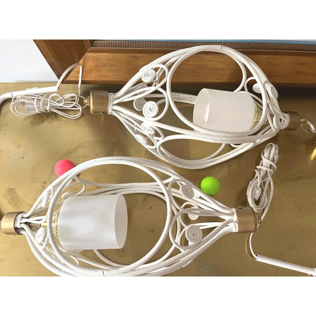 1970s Rattan Swing-Arm Wall Lights - a Pair For Sale - Image 6 of 18