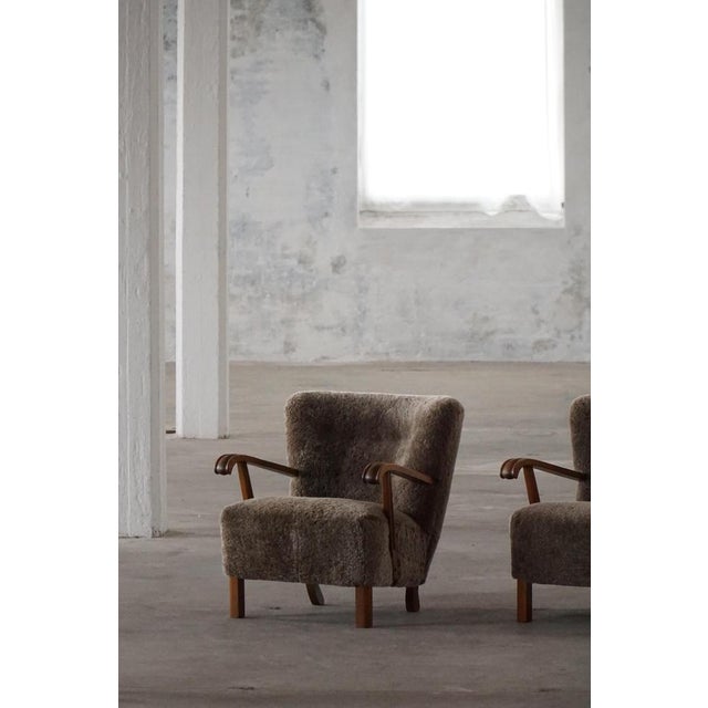 Mid-Century Modern Lounge Chairs in Beech and Lambswool, Denmark, 1950s, Set of 2 For Sale - Image 18 of 18