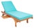 2020s Newport Chaise Lounge Chair with Side Table, Natural/Aqua Cushion For Sale - Image 5 of 13