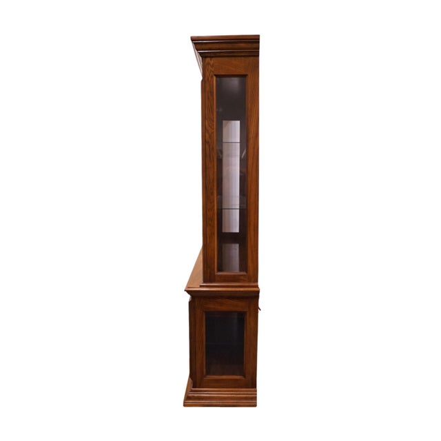 Wood Singer Furniture Solid Oak Mediterranean Spanish Revival 72" China Cabinet W. Grilled Doors 6394-370 For Sale - Image 7 of 12