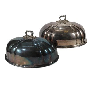 1930s Wall Mounted Silverplate Planters Wall Pockets - A Pair Fabricated From Meat Domes or Food Cloche Covers For Sale