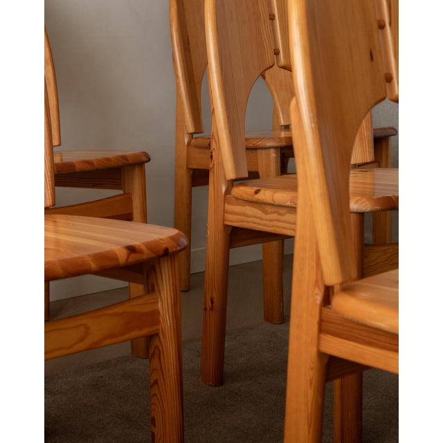 Scandinavian Brutalist Pine Dining Chairs, 1970s, Set of 6 For Sale - Image 13 of 18