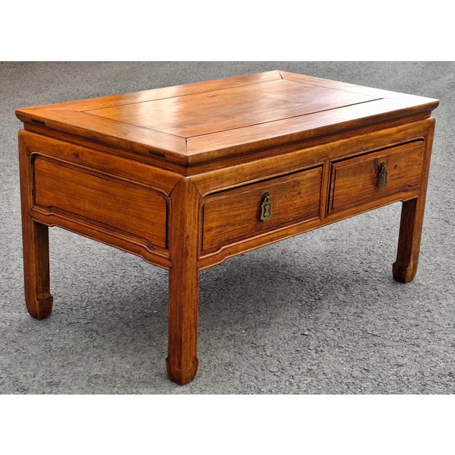 Asian 20th Century Ming Style Rosewood Two Drawer Coffee Table For Sale - Image 3 of 11