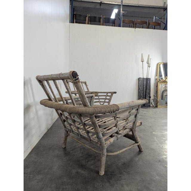 Rattan and Bamboo Lounge Chairs, 1950s, Set of 2 For Sale - Image 3 of 7