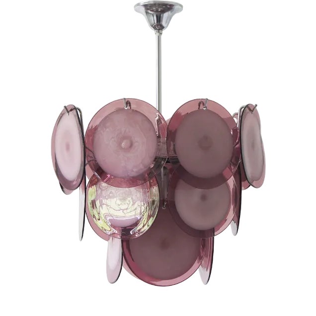 Chandelier with Murano Discs Glass from AV Mazzega, 1970s For Sale