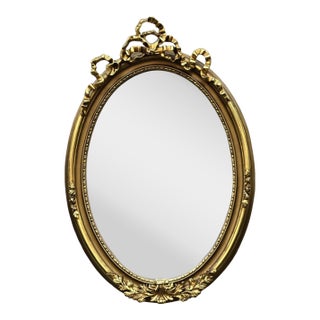Oval Wall Mirror – Hand Carved Gold Leaf Frame For Sale