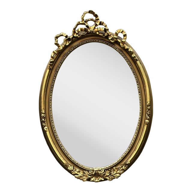 Oval Wall Mirror – Hand Carved Gold Leaf Frame For Sale