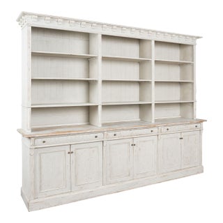 19th Century Large White Danish Bookcase Display Cabinet For Sale