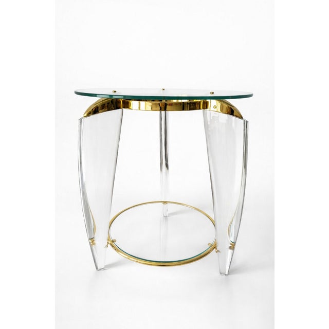 Metal Italian Acrylic and Brass Side Table, 1960s For Sale - Image 7 of 15