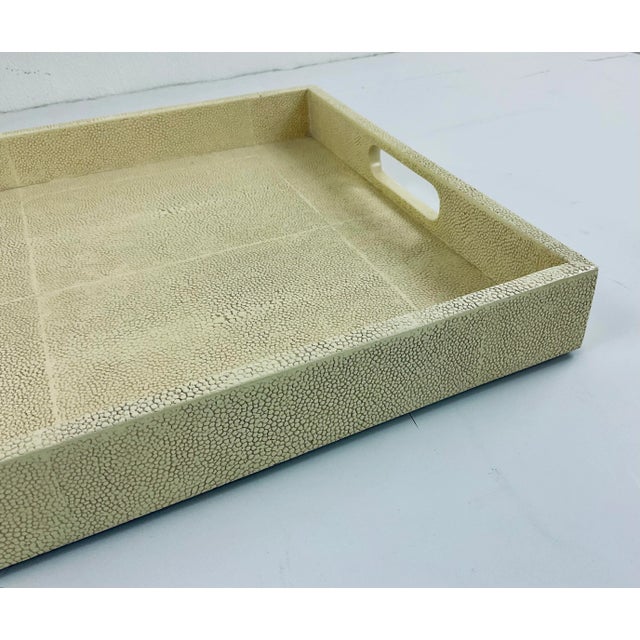 Modern Made Goods Modern Large Ivory Faux Shagreen Emery Tray For Sale - Image 3 of 4