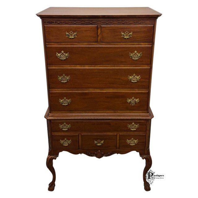 Vintage Northern Furniture Company Regency Style Mahogany Highboy / Chest of Drawers For Sale In Greensboro - Image 6 of 12