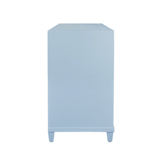 Matthew Izzo Home Pascal Light Blue Lacquer Three Drawer Chest With Antique Brass Hardware For Sale In New York - Image 6 of 8