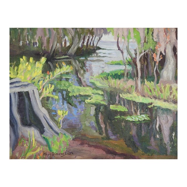 Early 20th Century Impressionist Wetlands Landscape Painting For Sale