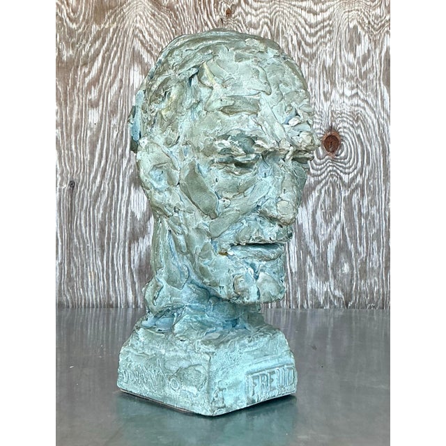 Sculpture Materials Vintage Postmodern Plaster Bust of Freud For Sale - Image 7 of 10