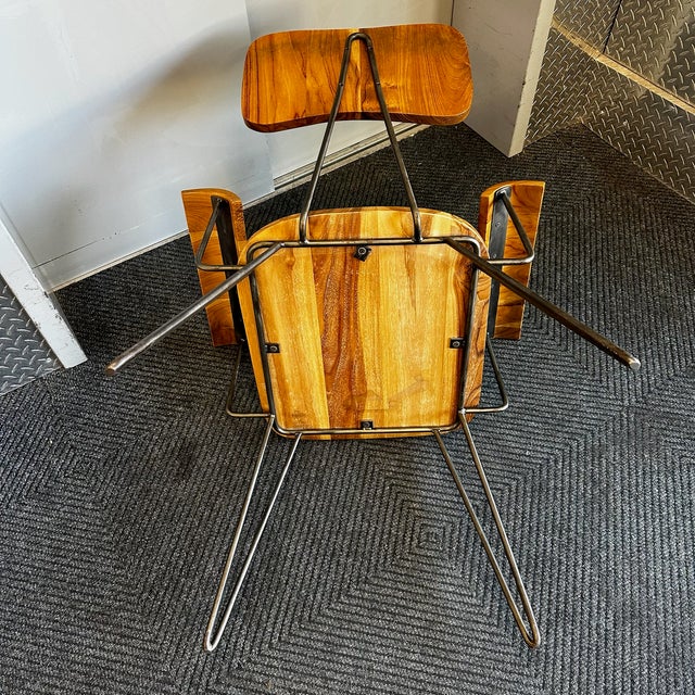 Early 21st Century From the Source Teak Plywood Chair With Hairpin Legs For Sale - Image 5 of 6