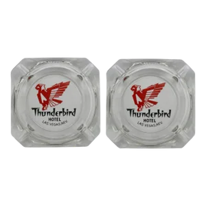 Thunderbird Hotel Las Vegas Glass Ashtrays - a Pair