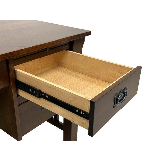 Preorder Mission Quarter Sawn Oak 5 Drawer Desk - Walnut For Sale - Image 4 of 11