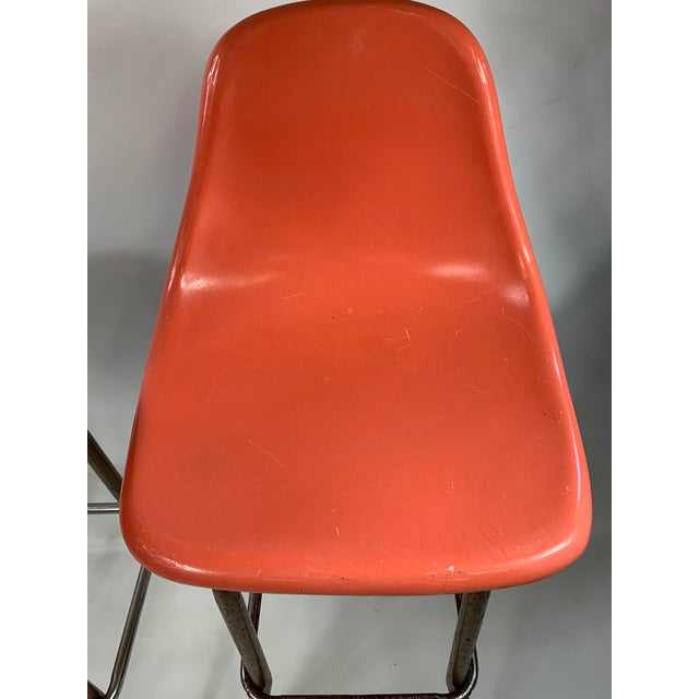 MidCentury Modern Swivel Orange Shell Bar Stools a Pair Chairish