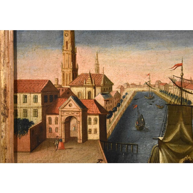 Vedutist Artist, Views of Rotterdam, 1750, Oil on Canvases, Framed, Set of 2 For Sale - Image 10 of 18