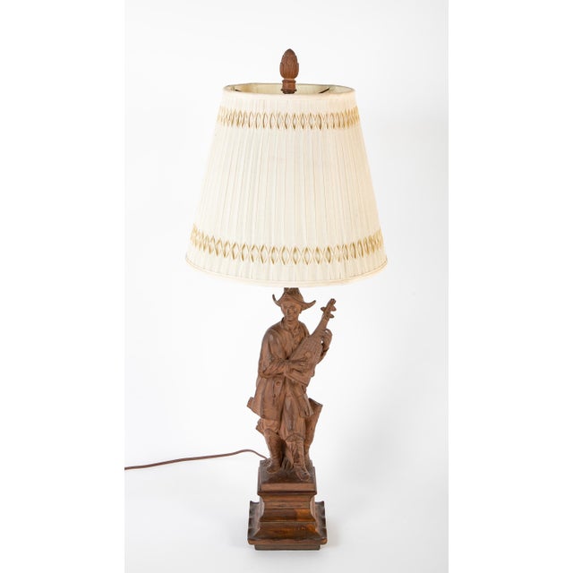 Early 20th Century French Chinoiserie Style Terracotta Musician Mounted as Lamp For Sale - Image 4 of 10