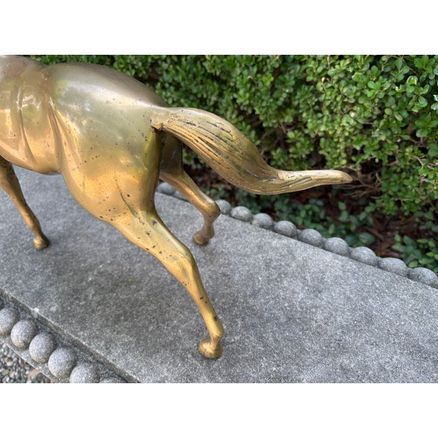 Metal 1960s Large Hollywood Regency Brass Horse Sculpture For Sale - Image 7 of 10