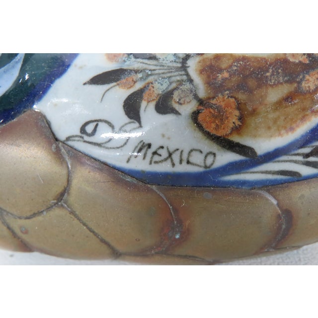 Tonala Mexico Brass Ceramic Duck Mid Century Modern Hand Painted Folk Art 4520b For Sale - Image 10 of 15