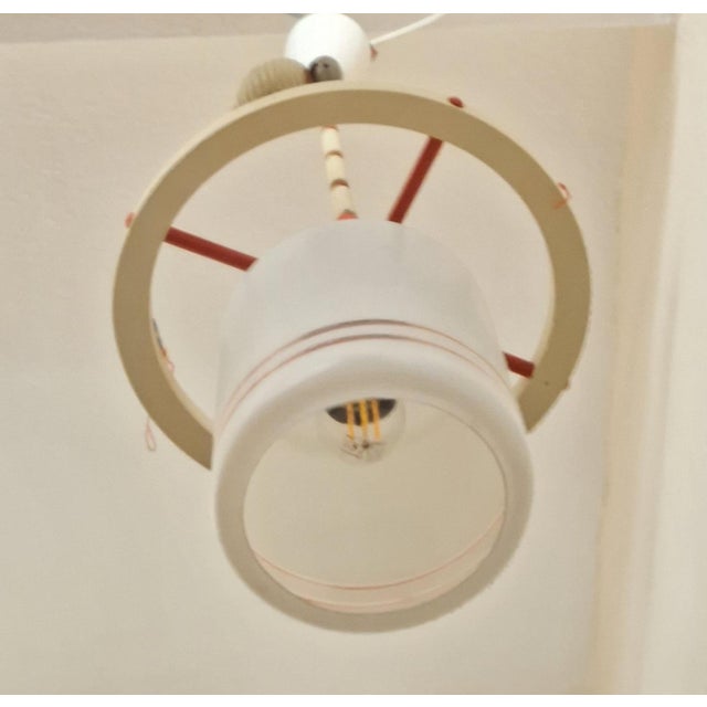 Vintage Children's Room Ceiling Lamp in Lacquered Beech with White Glass Shade, 1970s For Sale - Image 6 of 7