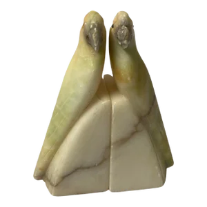 Vintage Pair of Parrot Alabaster Bookends, Italy 1960