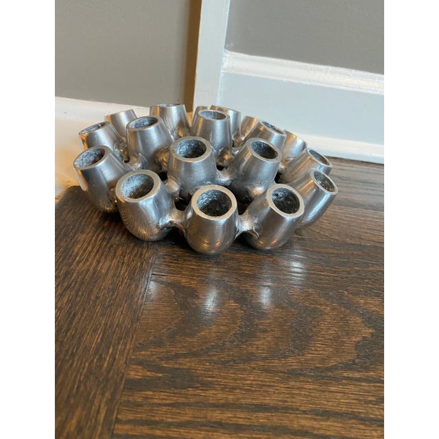 Contemporary Vintage 1980s Brutalist Metal Flower Bud Vase For Sale - Image 3 of 6