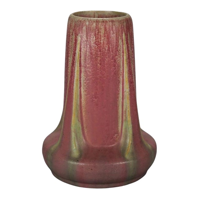 Antique Arts & Crafts Fulper Art Pottery Buttress Vase Circa 1920 For Sale