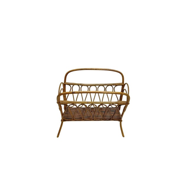 Rattan Bamboo Magazine Rack from Franco Albini, Italy, 1970s For Sale - Image 12 of 15