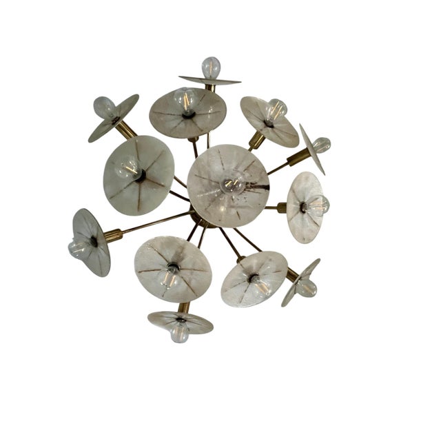 Mid 20th Century Mid 20th Century Dandelion Art Glass Shade Chandelier Lightolier Designed by Gerald Thurston For Sale - Image 5 of 15